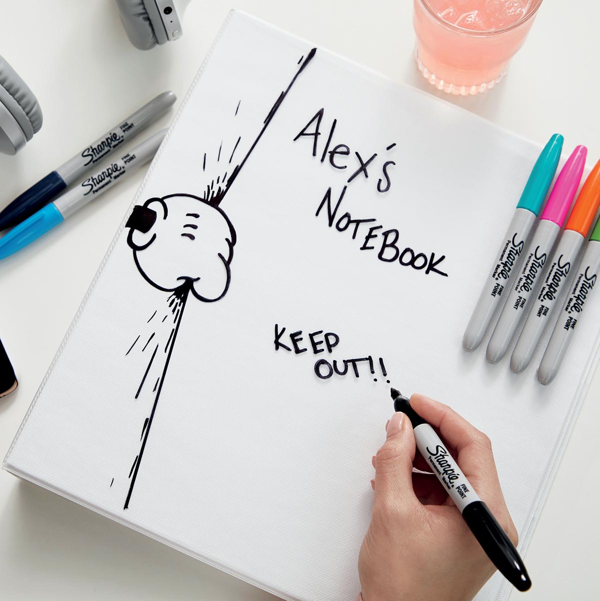 Sharpie permanente marker, fijn, blister van 18 stuks in geassorteerde kleuren