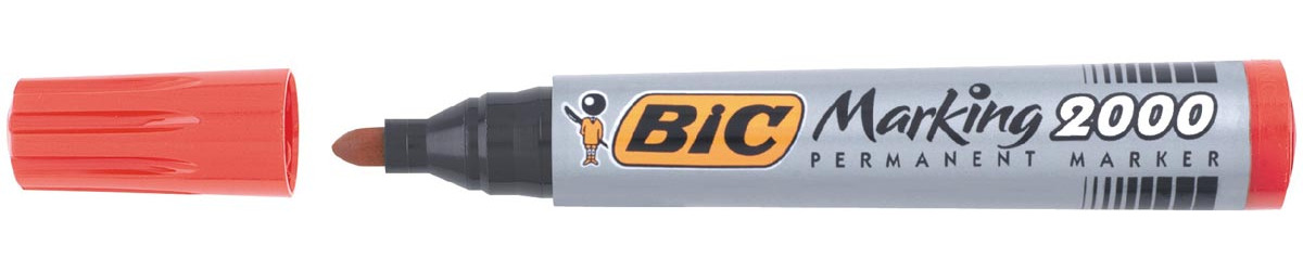 Bic permanent marker 2000-2300 rood, schrijfbreedte 1,7 mm, ronde punt
