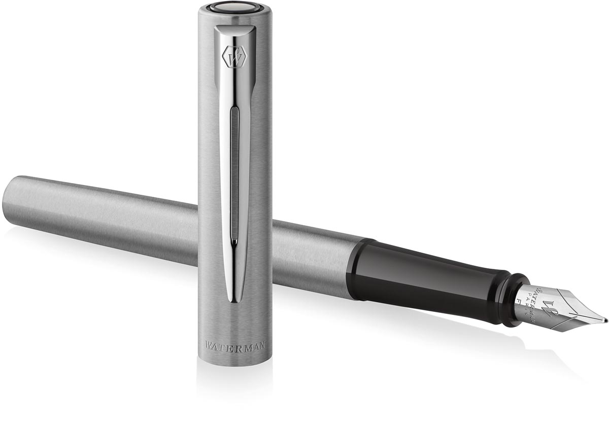 Waterman vulpen Allure Chrome fijne punt, inclusief 6 inktpatronen, op blister