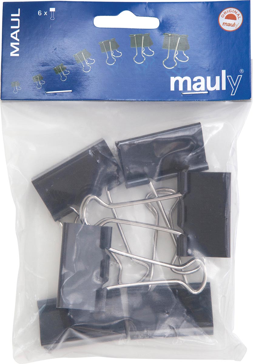Maul papierklem foldback 50 mm zwart 6 stuks