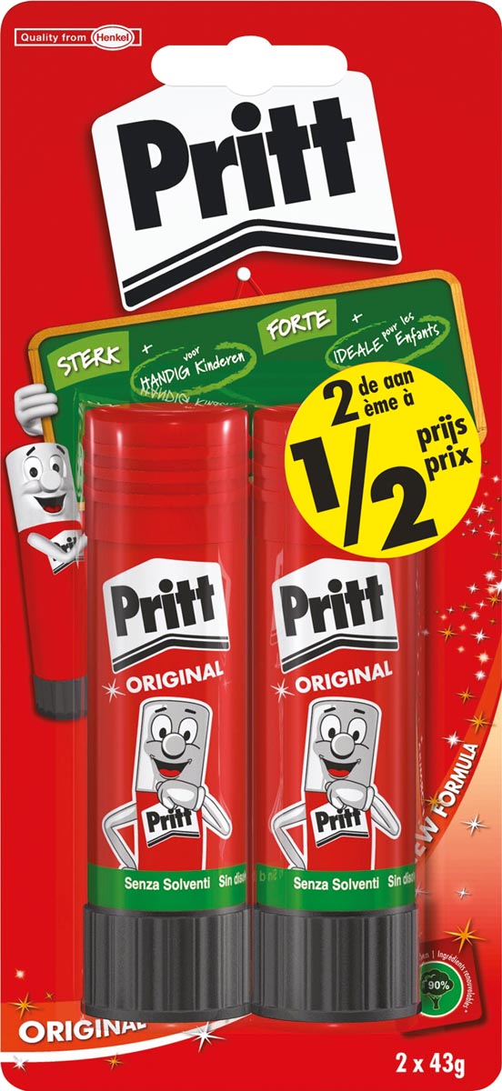 Pritt plakstift 2 stuks 43 g natuurlijke ingrediënten ecologisch