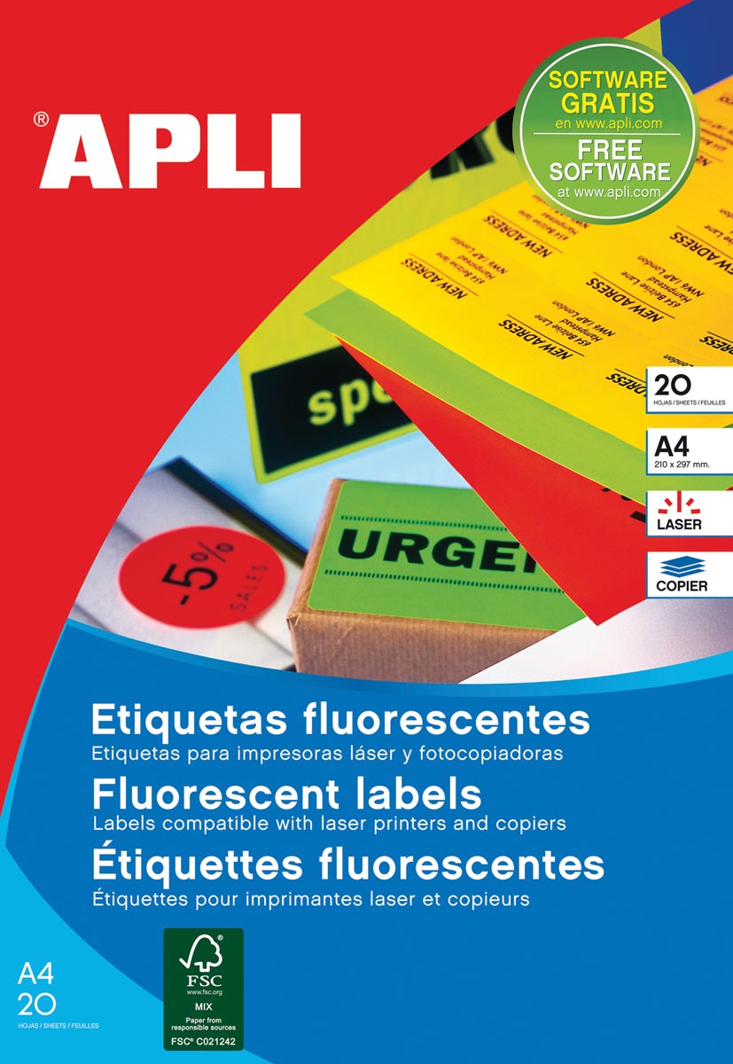 Apli fluorescerente etiketten 64 x 33,9 mm (b x h) oranje
