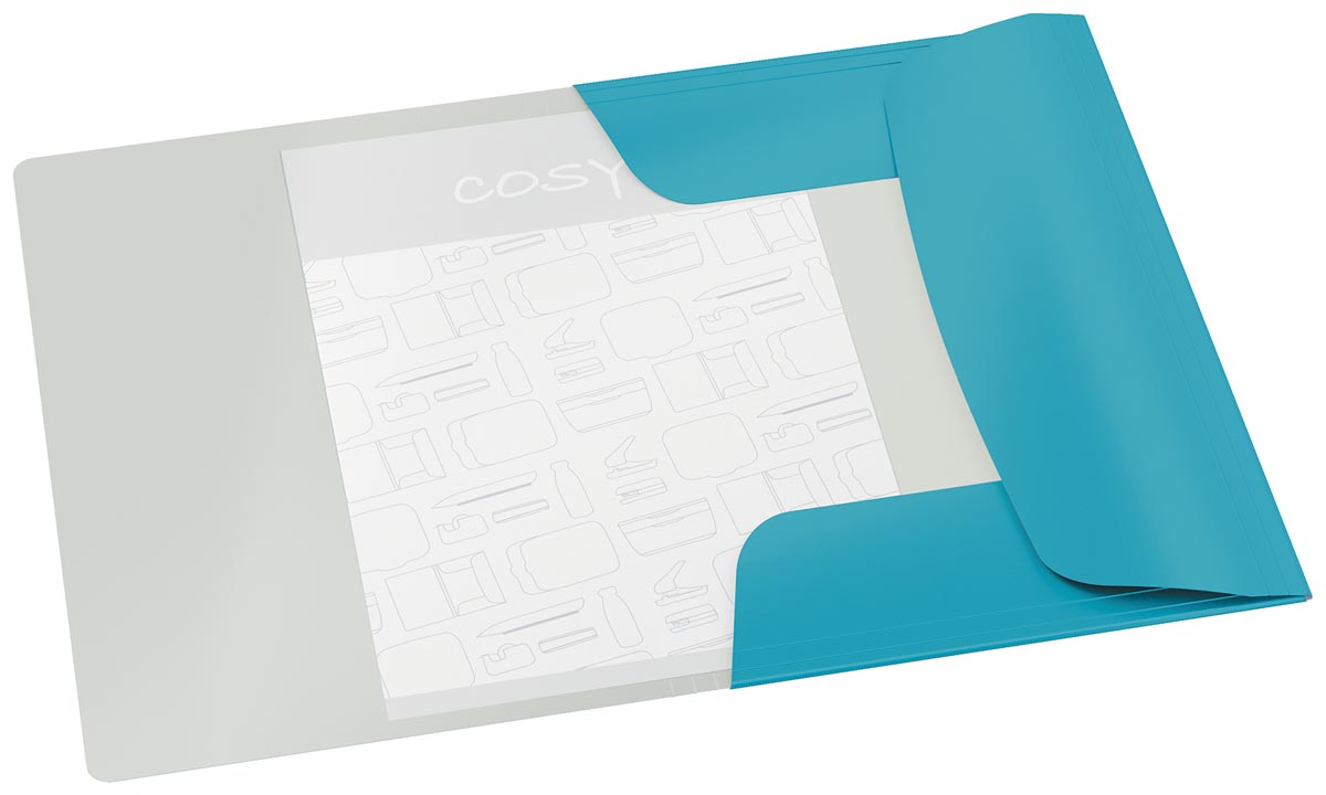 Leitz Cosy elastomap A4 karton blauw met 3 kleppen en elastosluiting