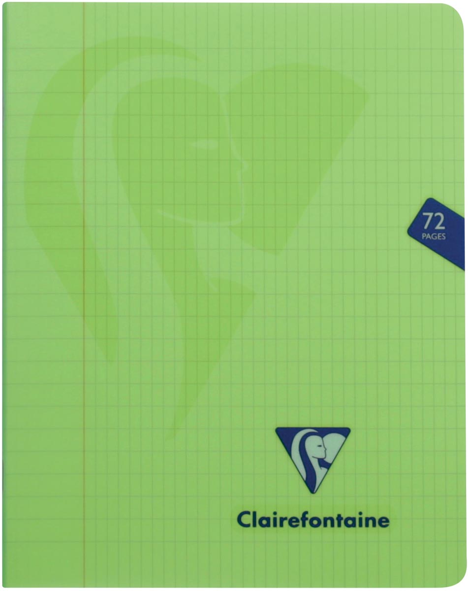 Clairefontaine schrift mimesys voor ft A5, 72 bladzijden, kaft in PP, geruit 4 x 8, geassorteerde kleuren