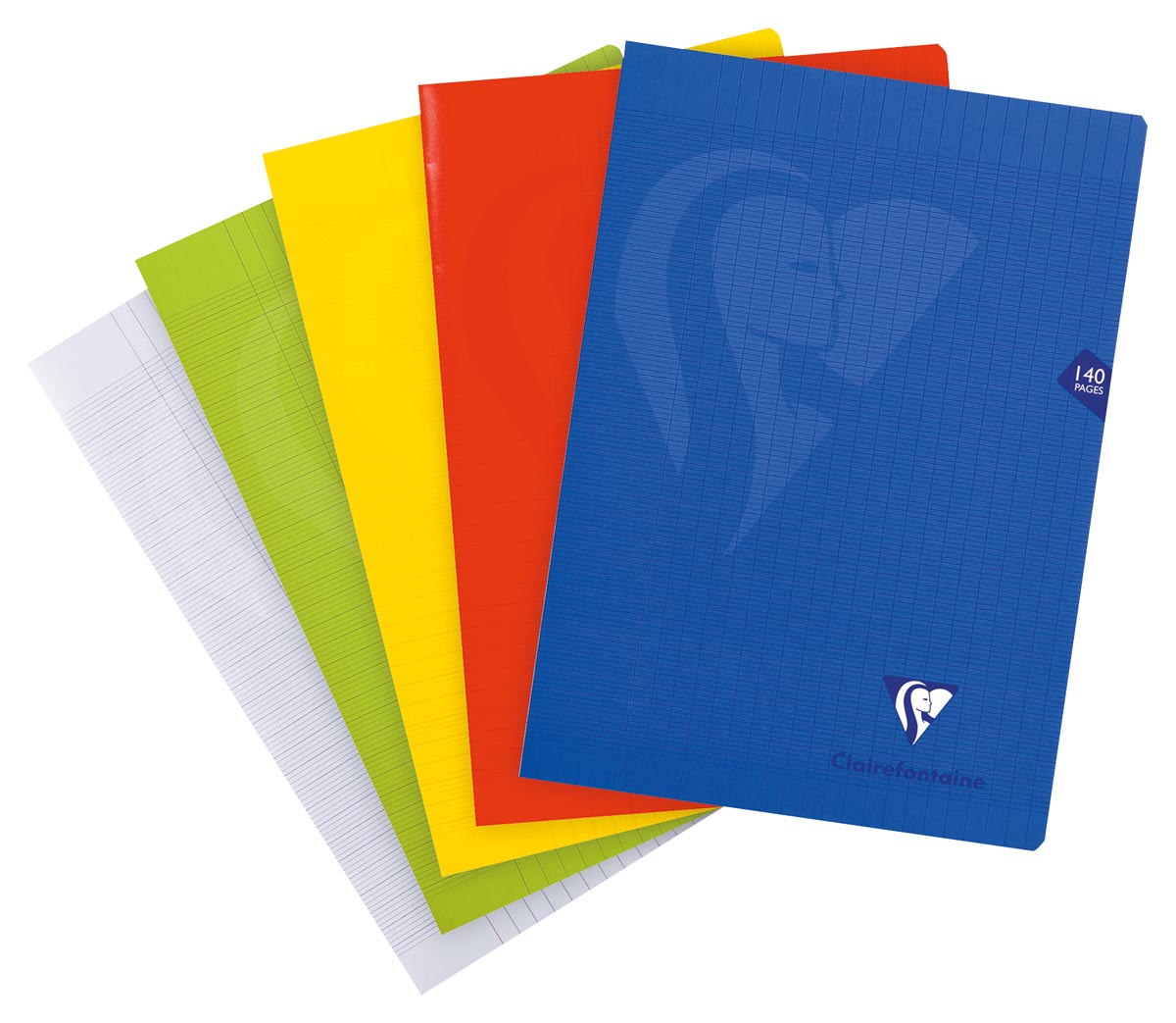 Clairefontaine schrift mimesys voor ft A4+, 140 bladzijden, kaft in PP, seyès, geassorteerde kleuren