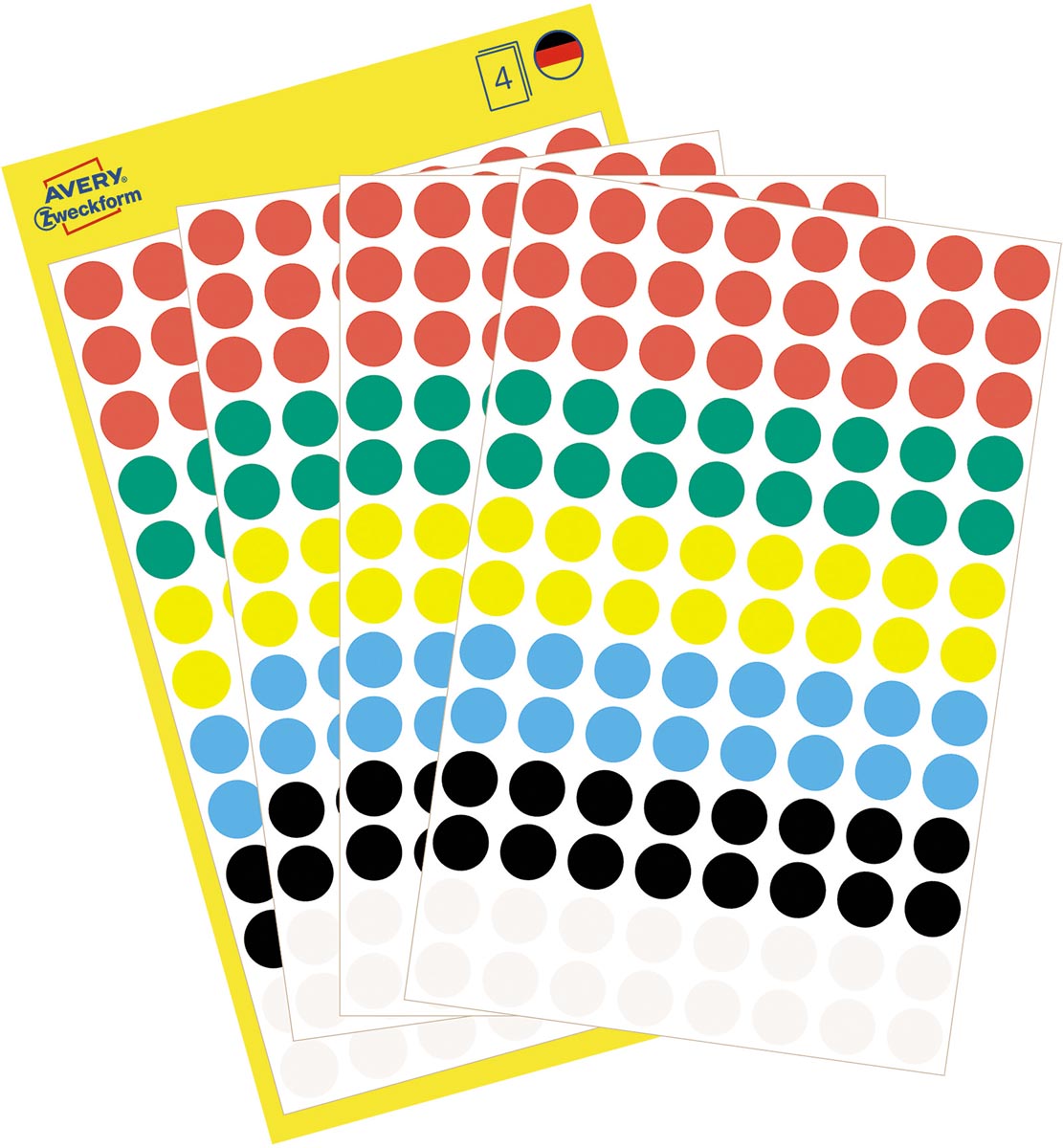 Avery Ronde etiketten diameter 8 mm, geassorteerde kleuren, 416 stuks