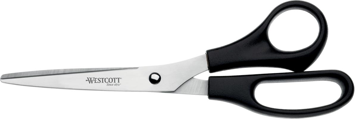 Westcott schaar, ft 20,4 cm, rechts en links, ronde punt, RVS, zwart, blister van 1 stuk