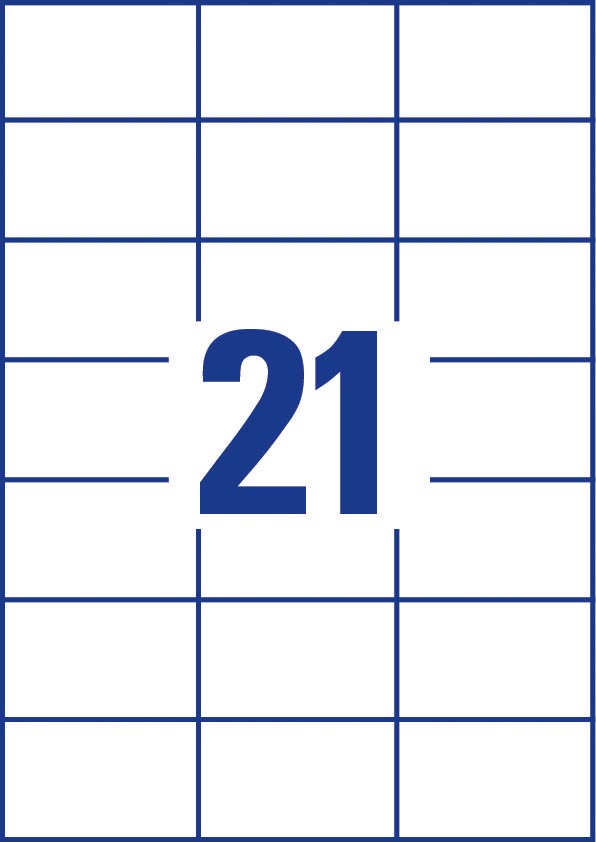 Avery Zweckform 3652, Universele etiketten, Ultragrip, wit, 100 vel, 21 per vel, 70 x 42,3 mm