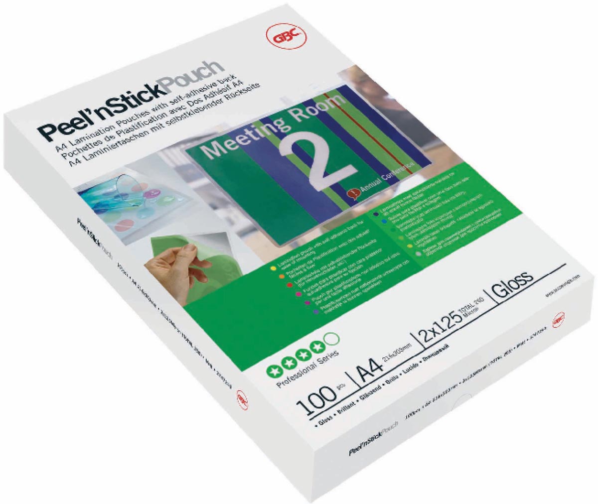 GBC Peel'nStick lamineerhoes ft A3, 150 micron (2 x 75 micron), zelfklevend, pak van 25 stuks
