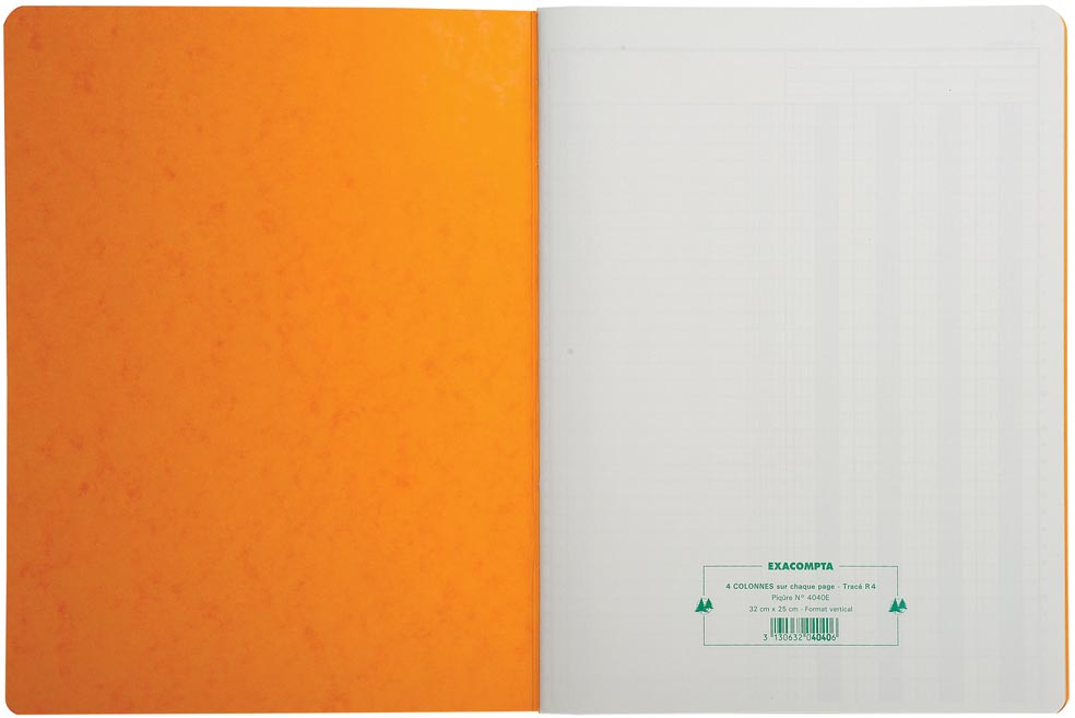 Exacompta registers, ft 32 x 25 cm, 4 kolommen op 1 bladzijde, 31 lijnen, 80 bladzijden