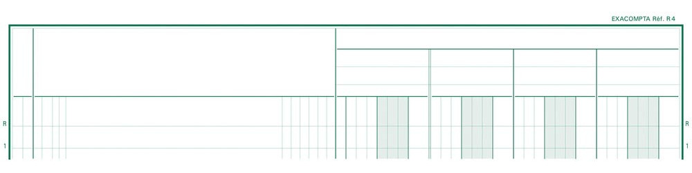 Exacompta registers, ft 32 x 25 cm, 4 kolommen op 1 bladzijde, 31 lijnen, 80 bladzijden
