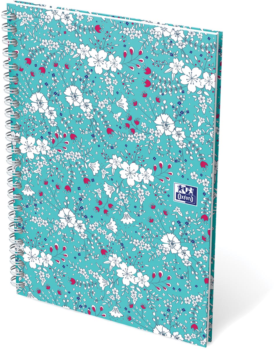 Oxford Floral softcover spiraalschrift, ft B5, 60 vel, gelijnd, 3 geassorteerde designs