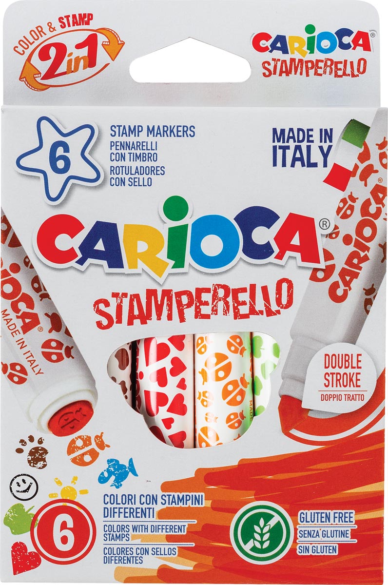 Carioca stempelstift Stamperello set van 6 stuks in geassorteerde kleuren