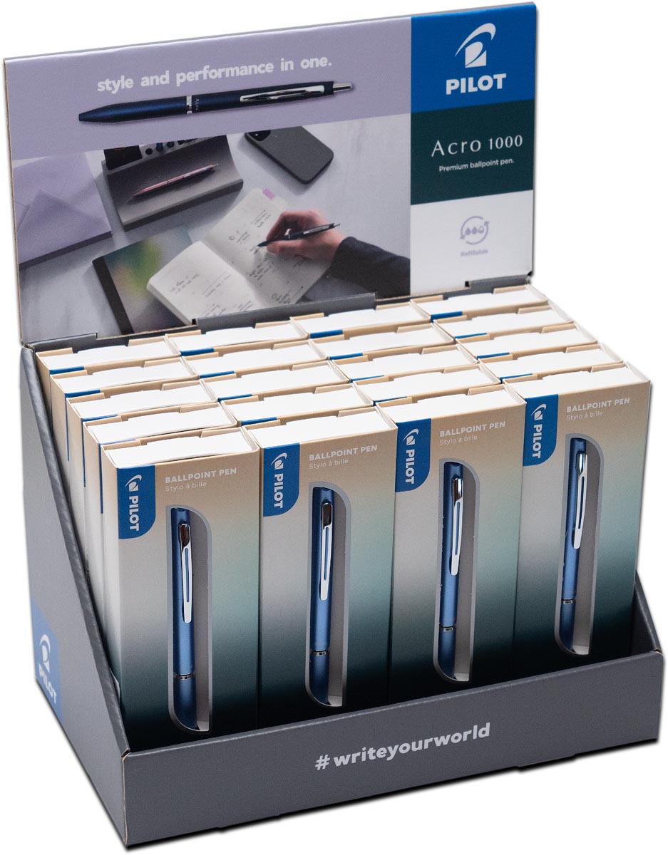Pilot Acro 1000 balpen medium punt 1 mm zwart display 20 stuks