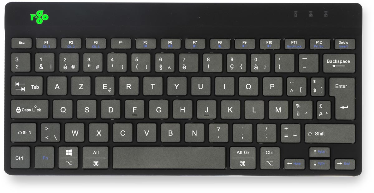 R-Go Compact Break ergonomisch Bluetooth toetsenbord, azerty, zwart