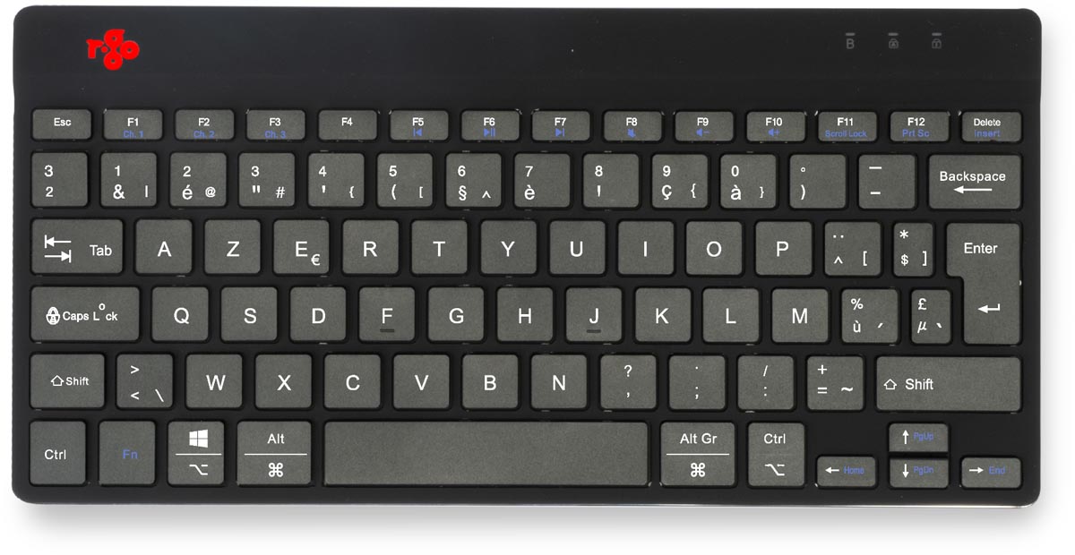 R-Go Compact Break ergonomisch Bluetooth toetsenbord, azerty, zwart