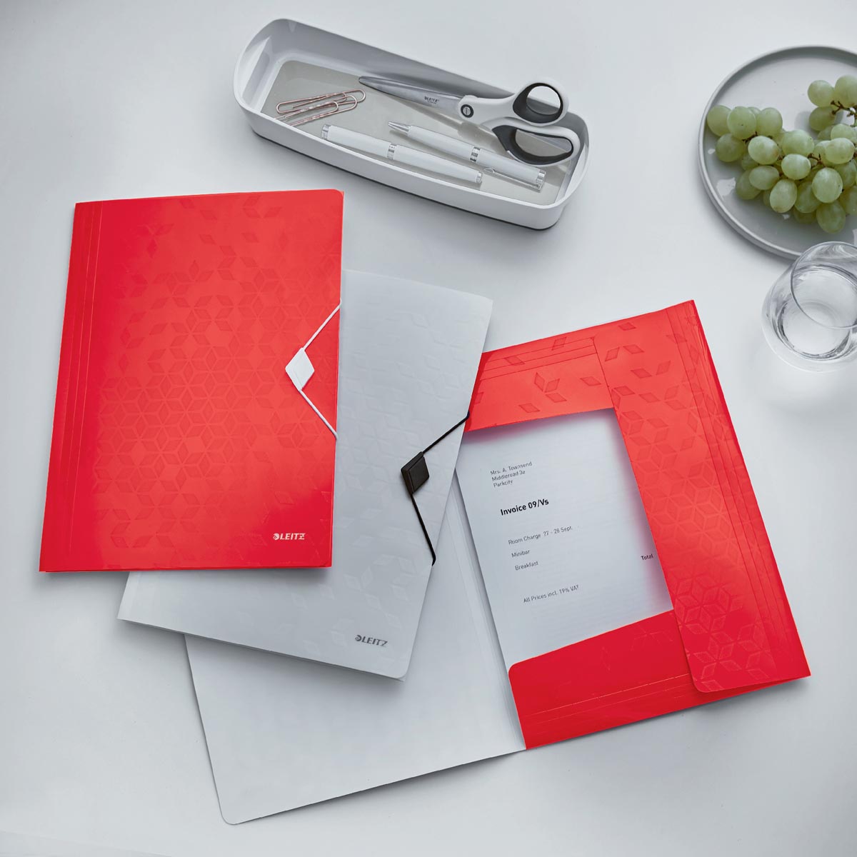 Leitz WOW elastomap met 3 kleppen, uit PP, ft A4, rood
