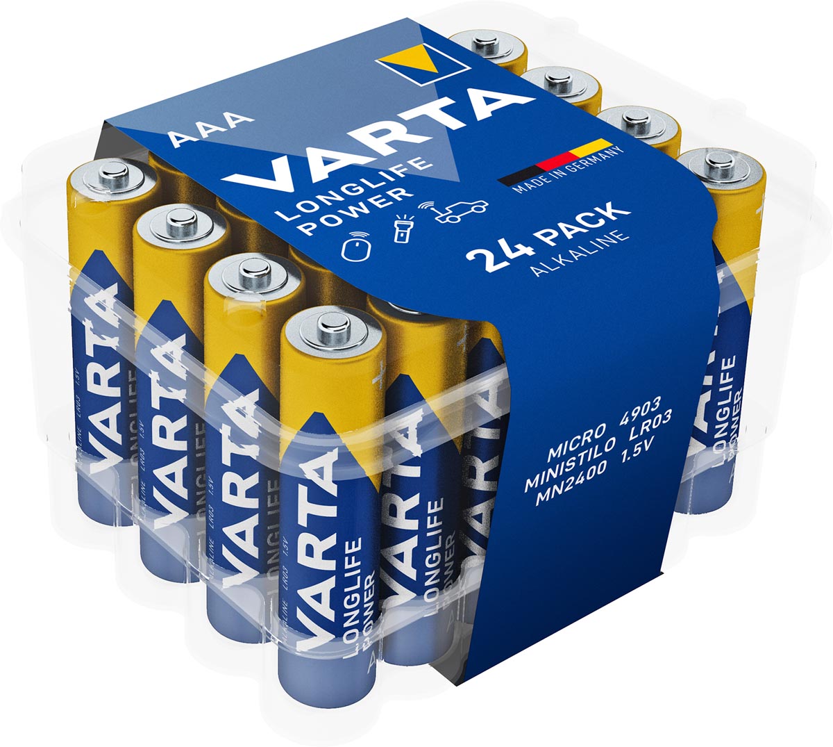 Varta Longlife Power AAA alkaline batterijen 24 stuks