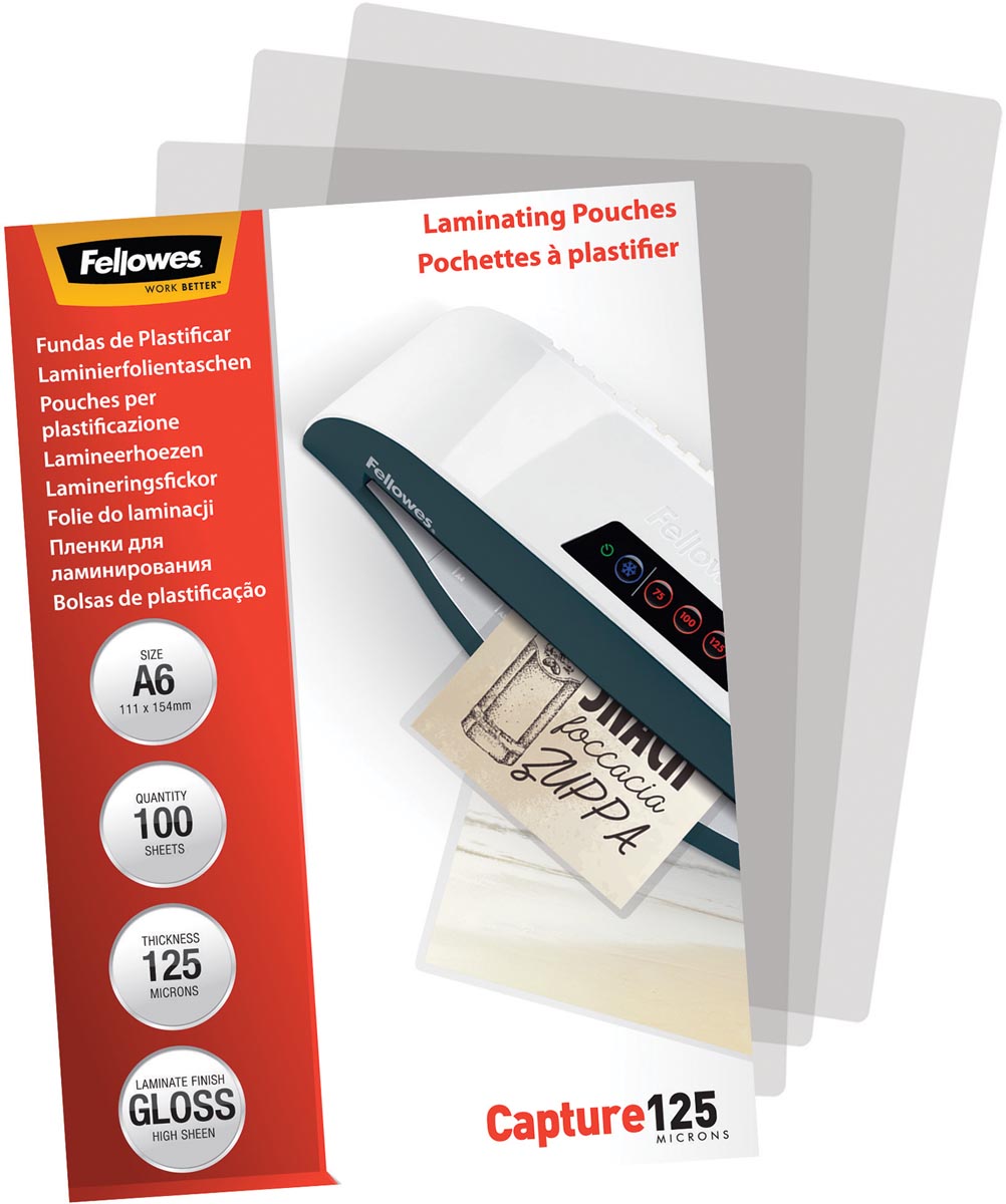 Fellowes lamineerhoes Capture125 ft A6, 250 micron (2  x 125 micron), pak van 100 stuks