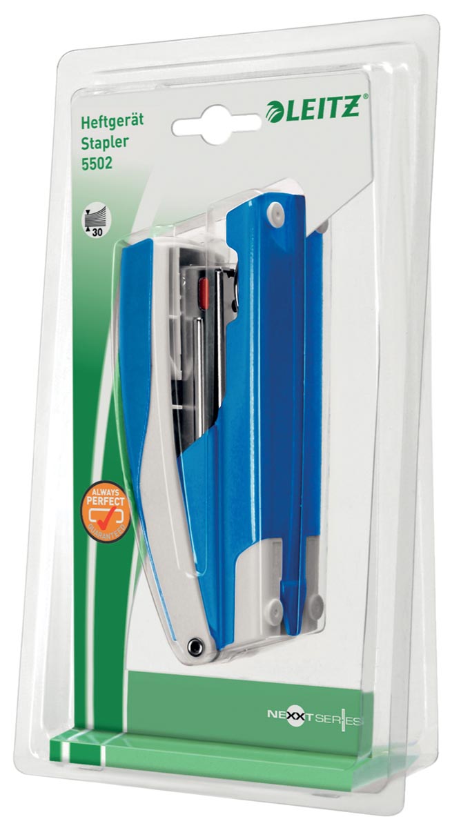 Leitz NeXXt WOW 5502 nietmachine, blauw metallic, op blister
