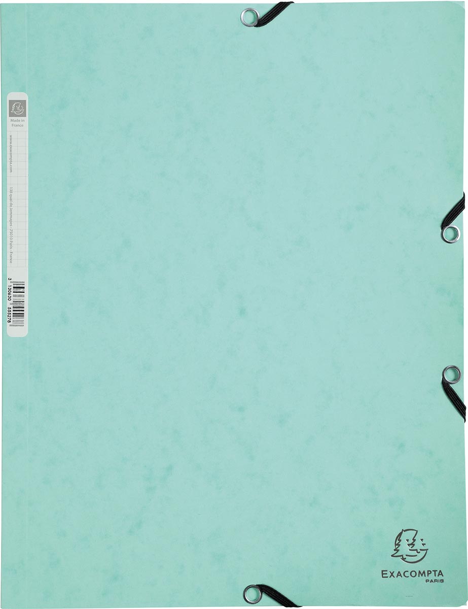 Exacompta elastomap uit karton A4 formaat 3 kleppen elastosluiting set van 3 groen ecologisch