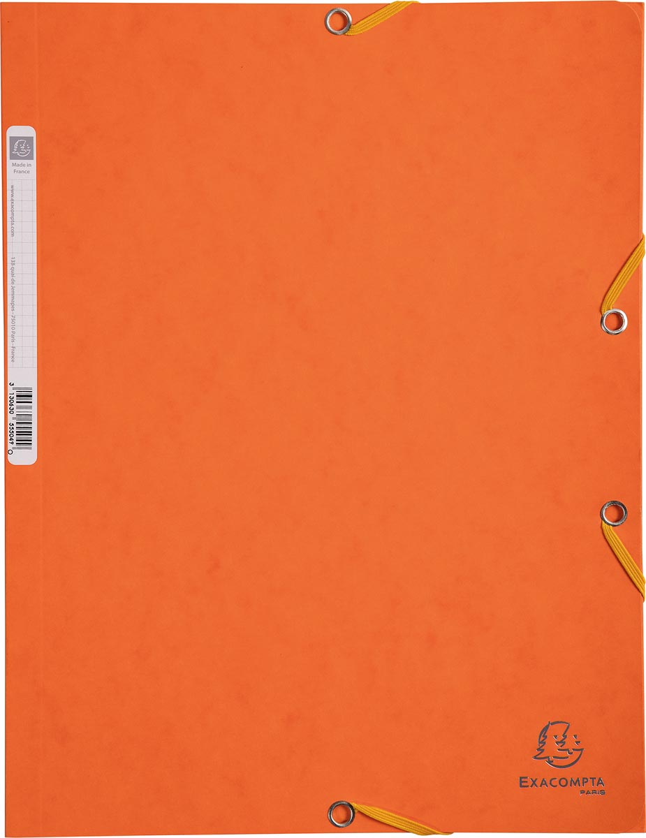 Exacompta elastomap A4 karton oranje 3 kleppen elastosluiting set van 3