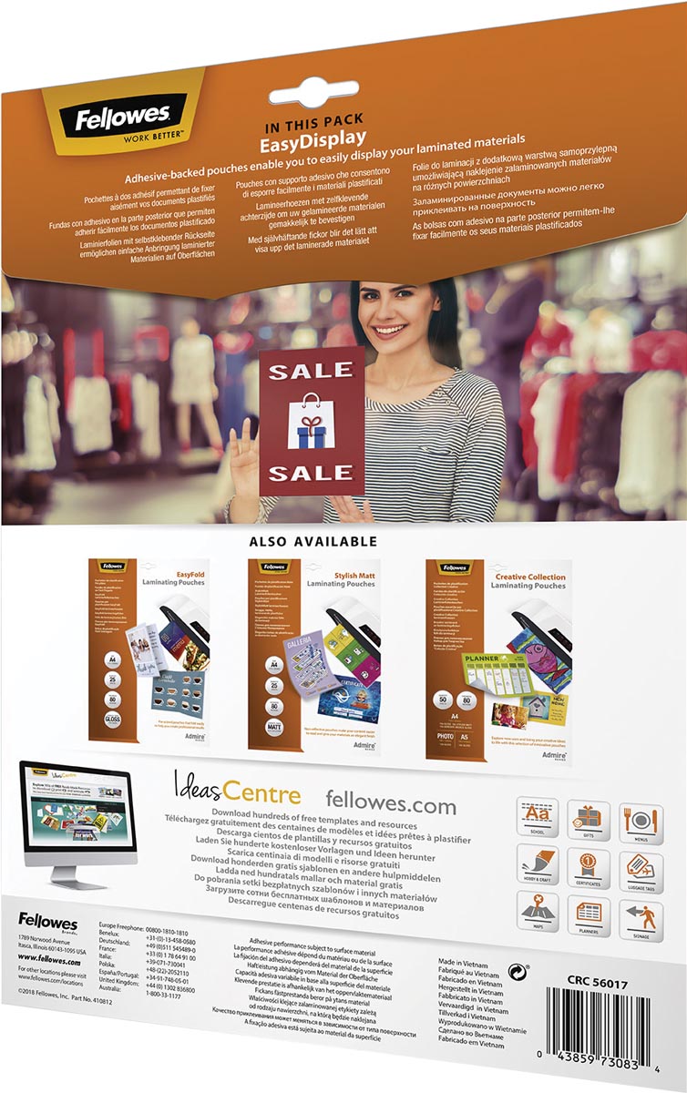 Fellowes Admire lamineerhoezen - EasyDisplay, Enhance80, ft A4, 160 micron (2 x 80 micron), pak van 25 st