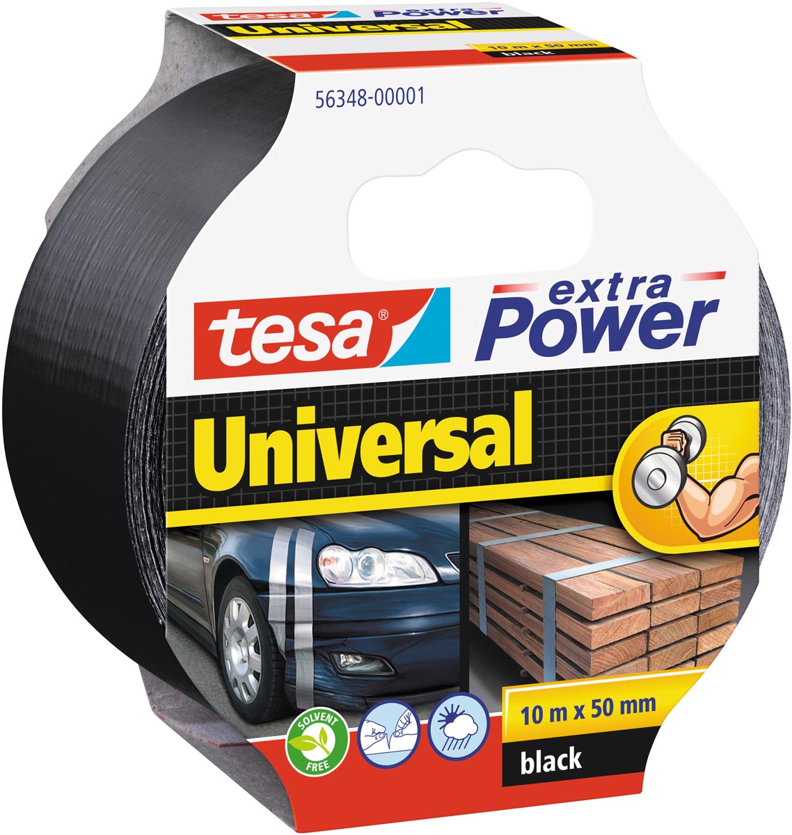 tesa extra Power Universal plakband zwart 50 mm x 10 m