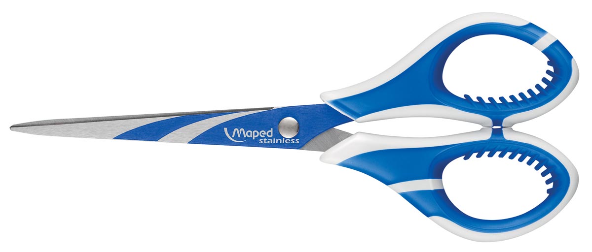 Maped schaar Zenoa fit, ft 17 cm, rechts, ronde punt, RVS, blauw, blister van 1 stuk