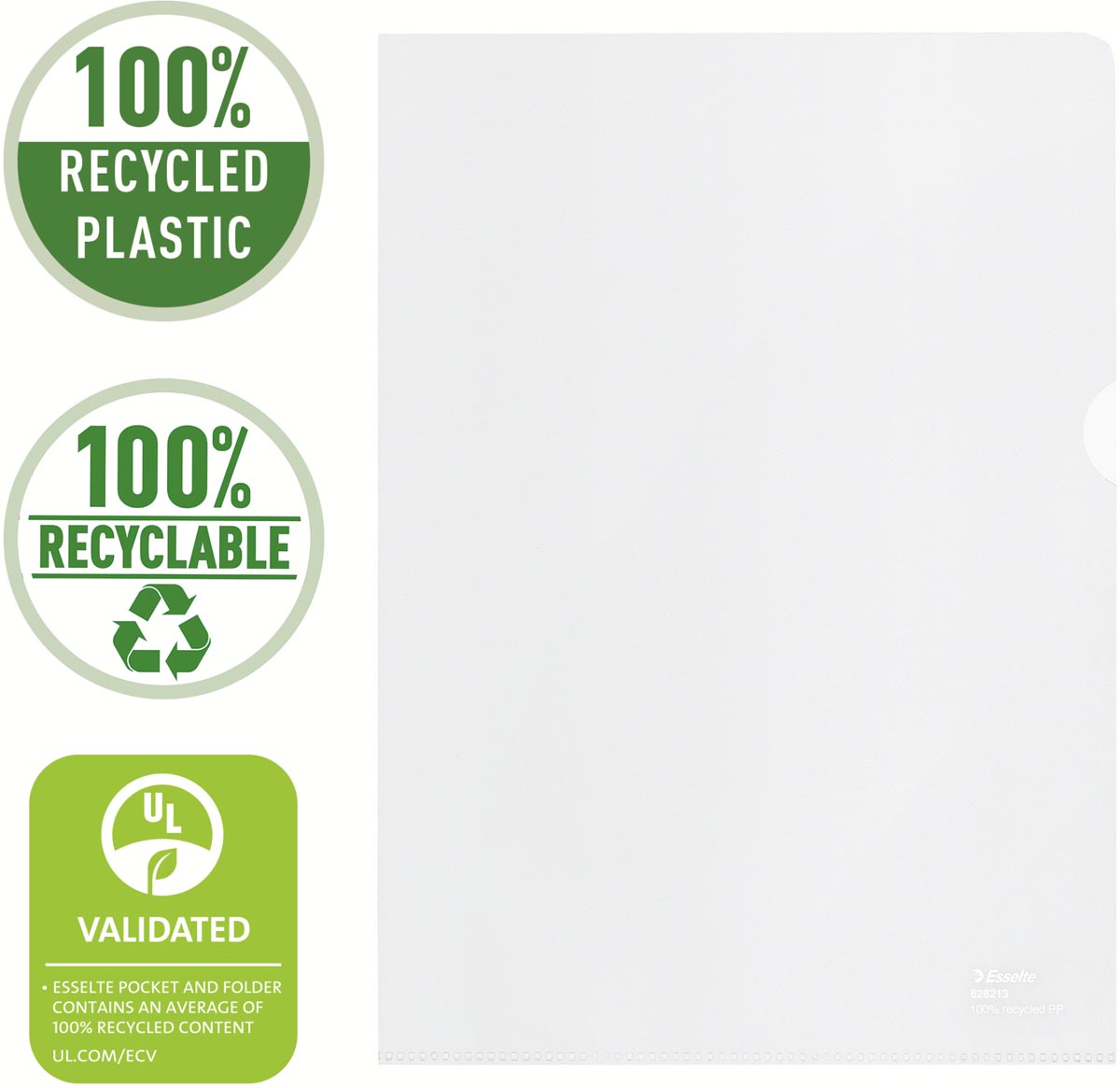 Esselte L-map, 100 % gerecycleerd, transparant, doos van 20 stuks