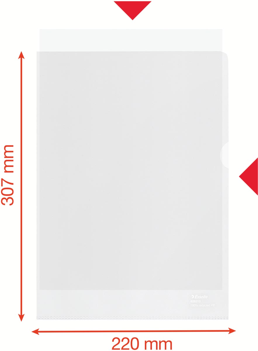 Esselte L-map, 100 % gerecycleerd, transparant, doos van 20 stuks