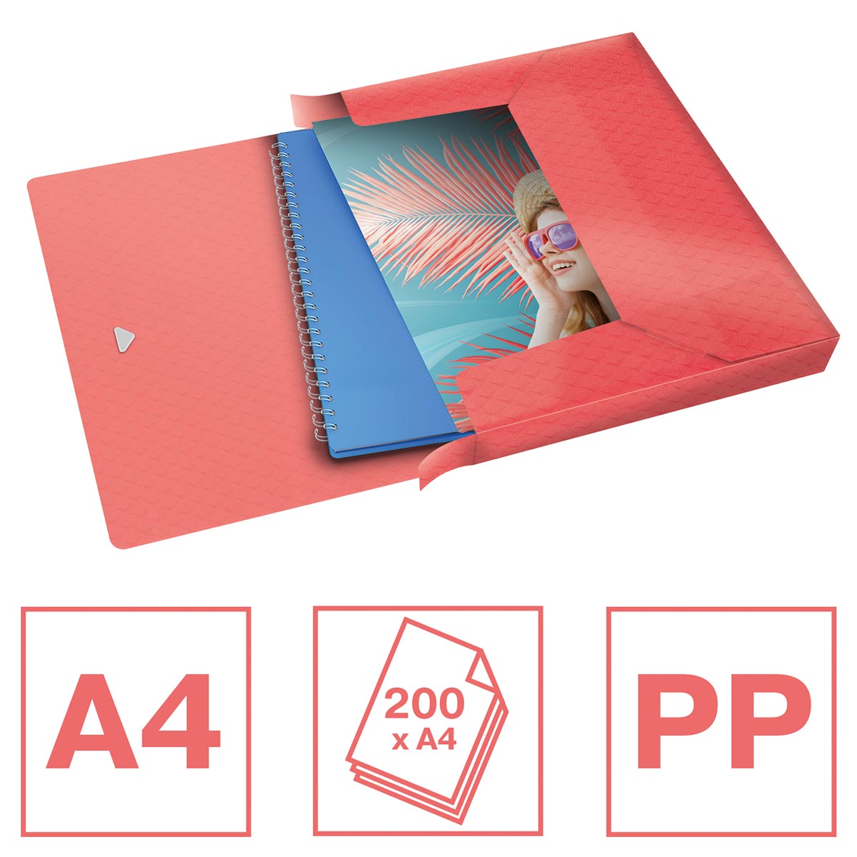 Esselte Colour'Breeze elastobox, ft A4, 2,5 cm, koraal