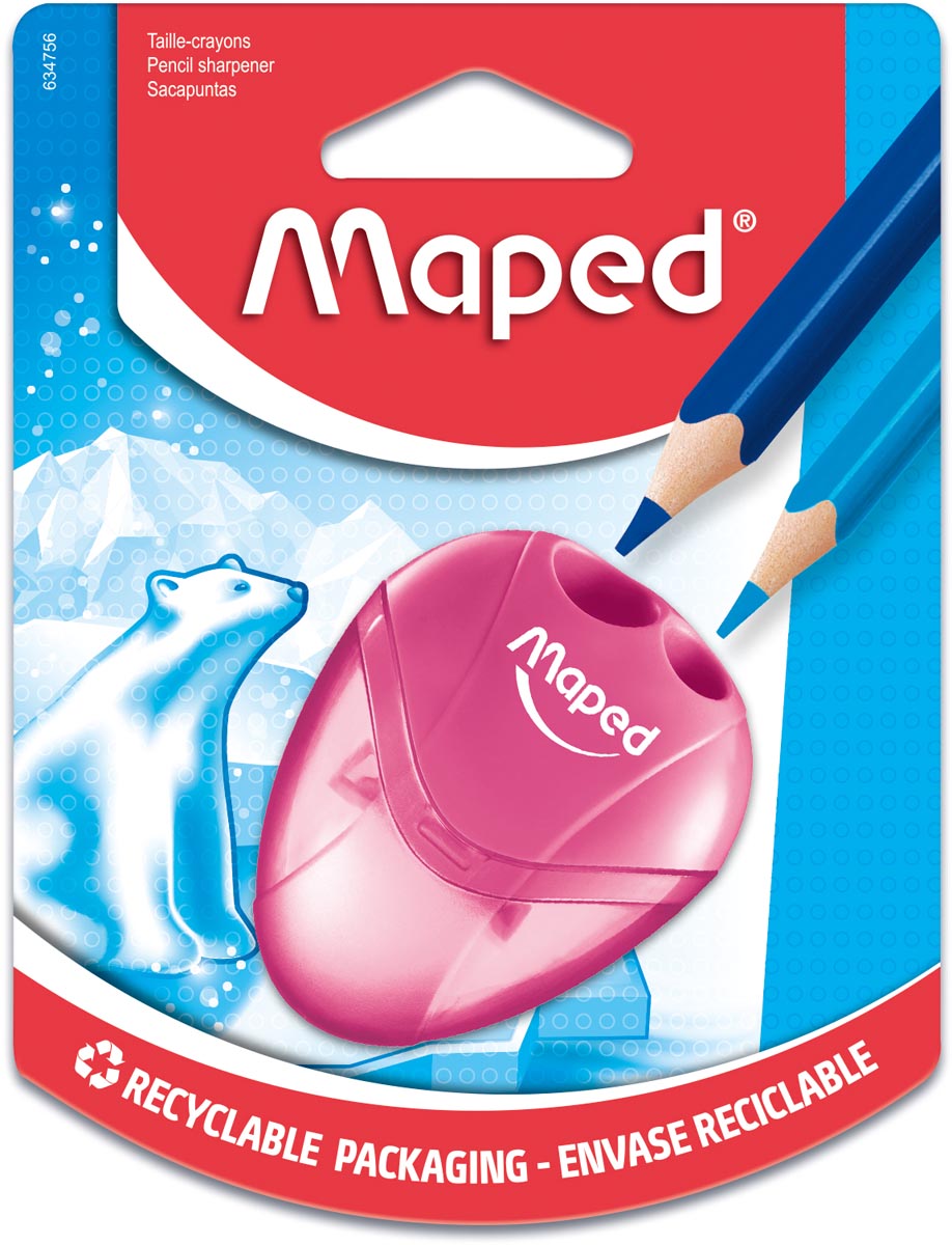 Maped potloodslijper igloo, 2 gaats, geassorteerde kleuren, blister van 1 stuk