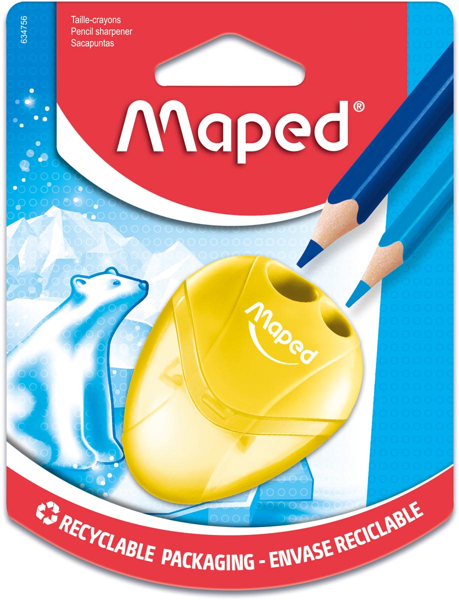 Maped potloodslijper igloo, 2 gaats, geassorteerde kleuren, blister van 1 stuk