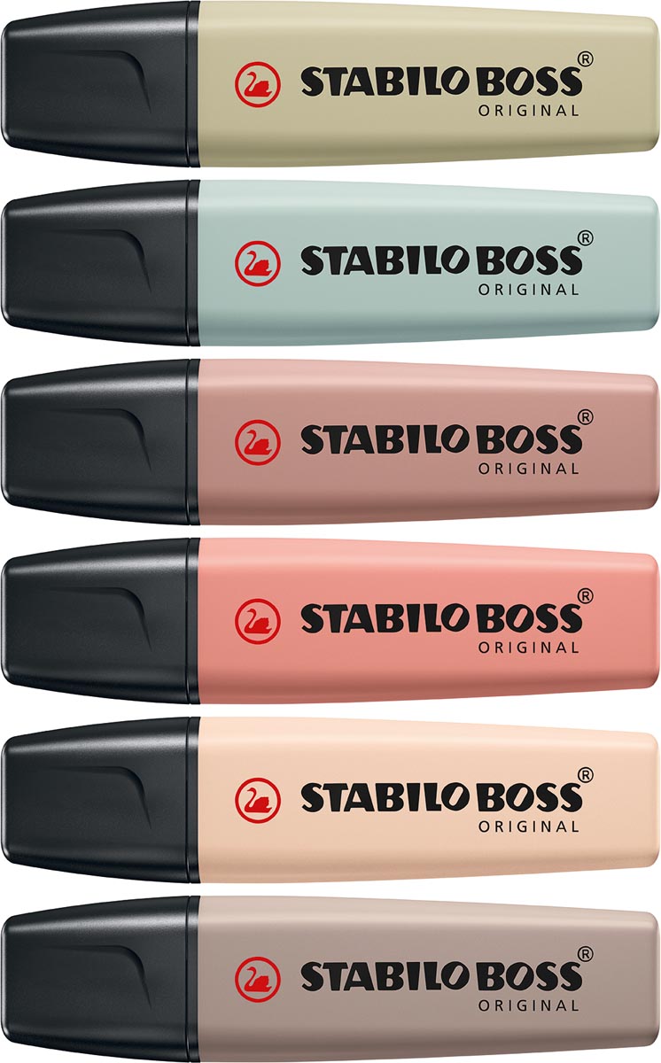 STABILO BOSS ORIGINAL NatureCOLORS markeerstift set 6 stuks assorti 2 mm puntdikte