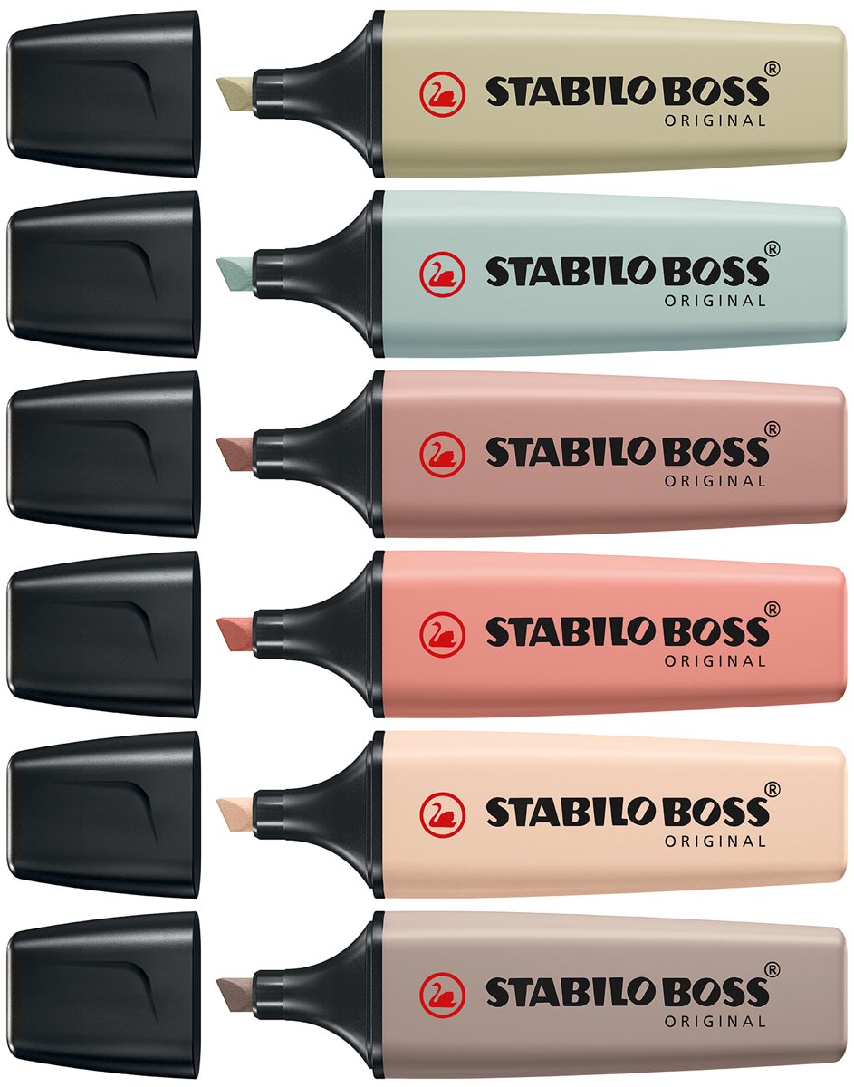 STABILO BOSS ORIGINAL NatureCOLORS markeerstift set 6 stuks assorti 2 mm puntdikte
