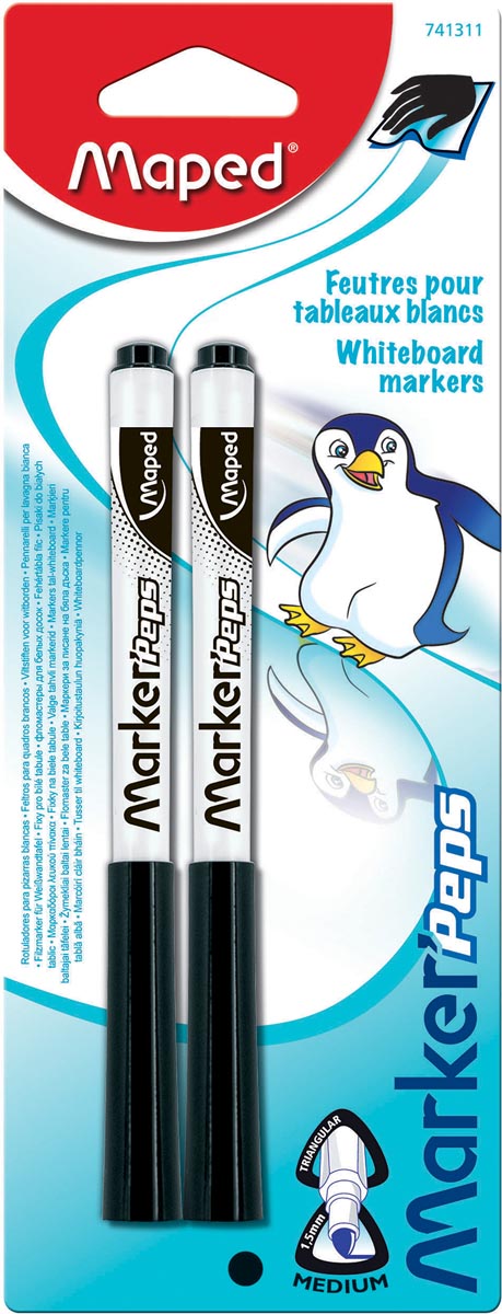 Maped Marker'Peps whiteboardmarker zwart 1.5 mm puntdikte blister 2 stuks