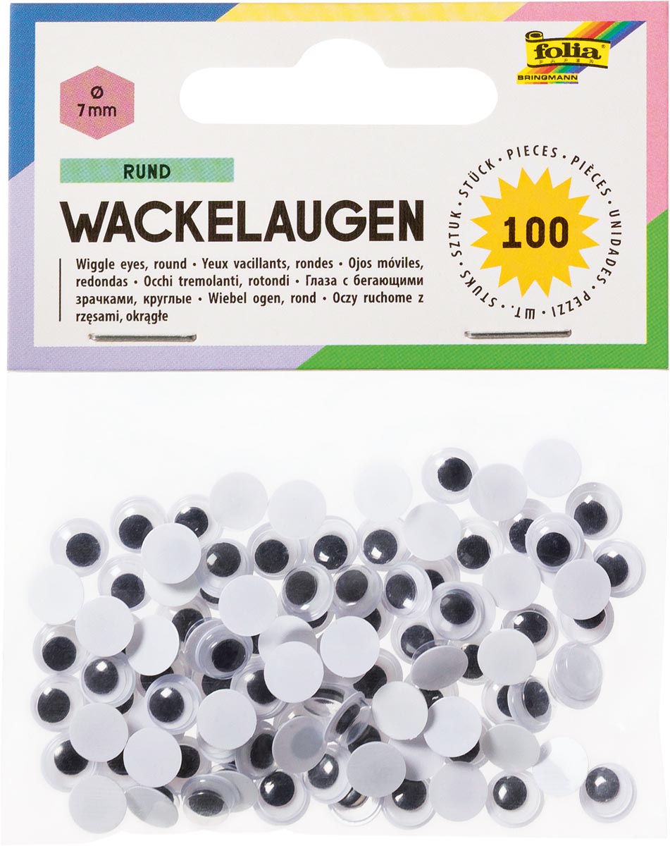 Folia knutseloogjes rond 7 mm 100 stuks knutselmateriaal
