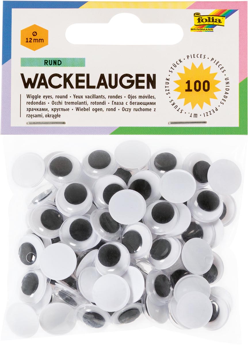 Folia knutseloogjes rond 12 mm 100 stuks