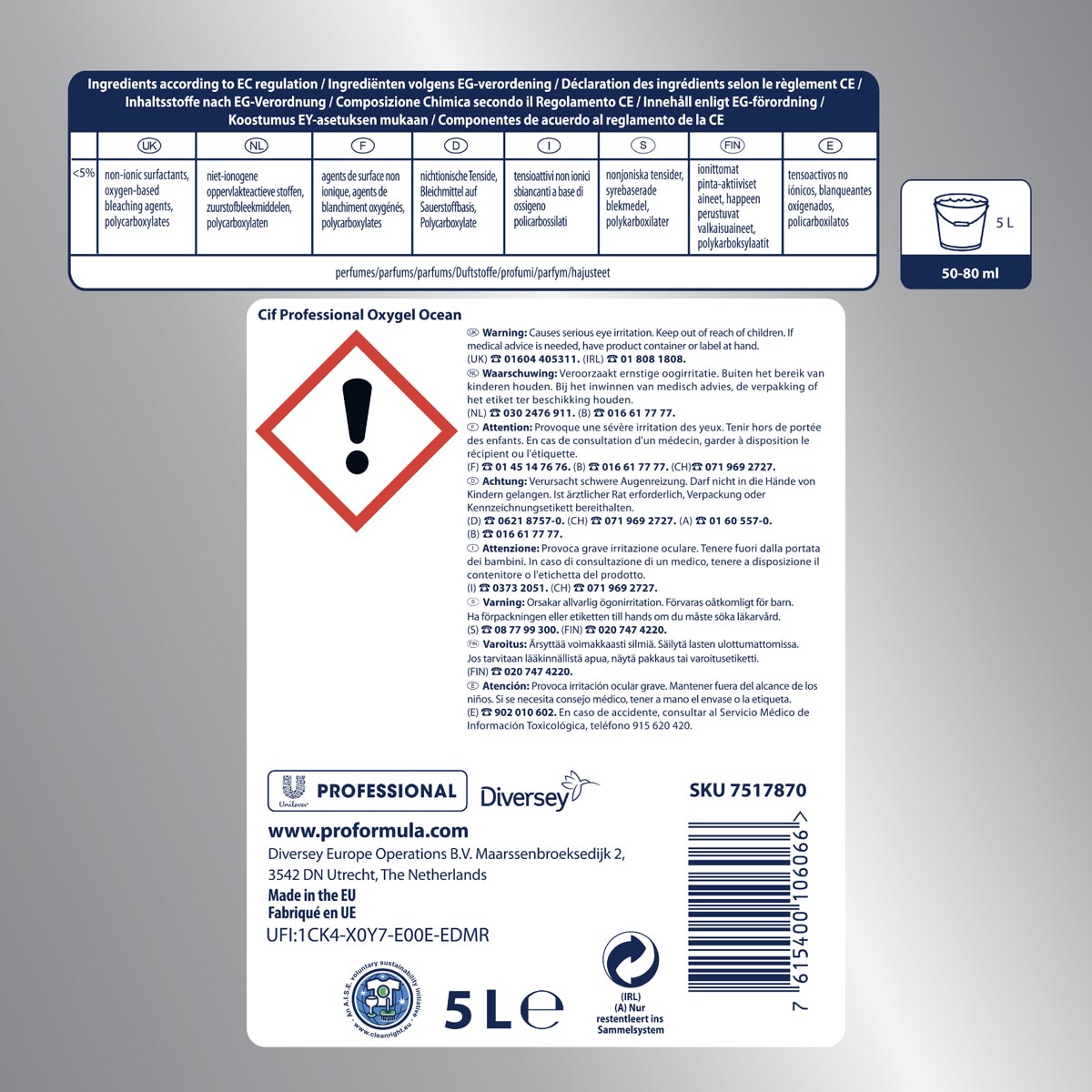 Cif allesreiniger oceaan, fles van 5 liter
