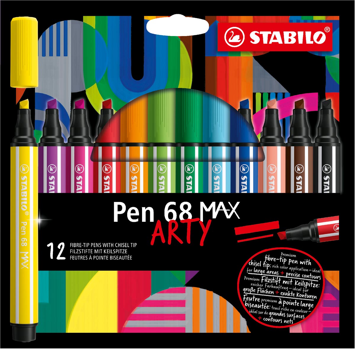STABILO pen 68 viltstift etui 12 stuks assorti