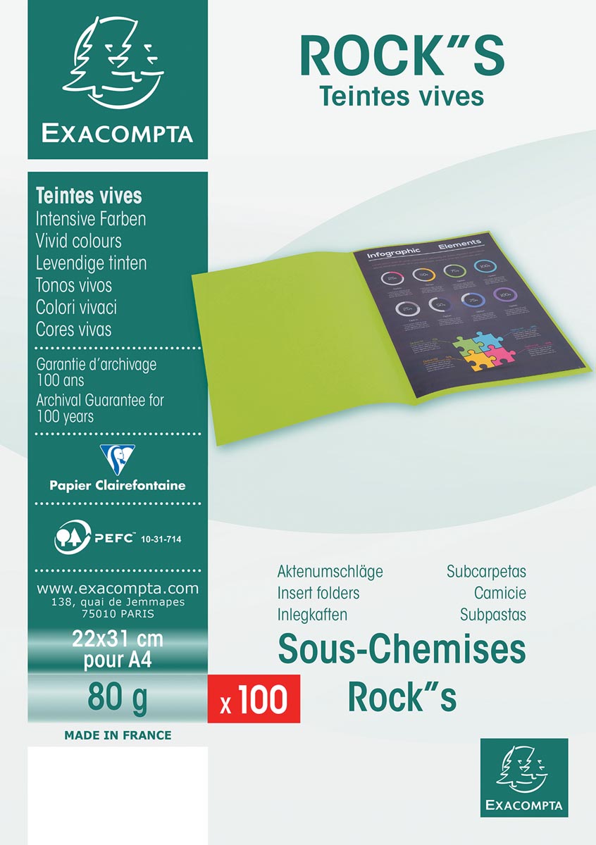 Exacompta Rock's 80 dossiermap, ft 22 x 31 cm, pak van 100, paars