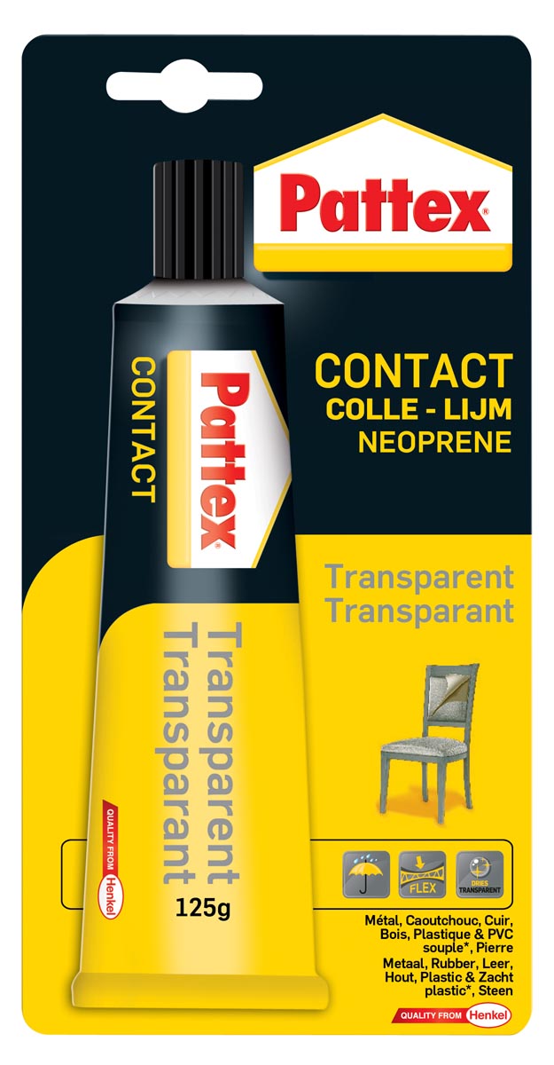 Pattex Contactlijm Transparant 170 g voor hout, metaal, PVC, rubber, glas