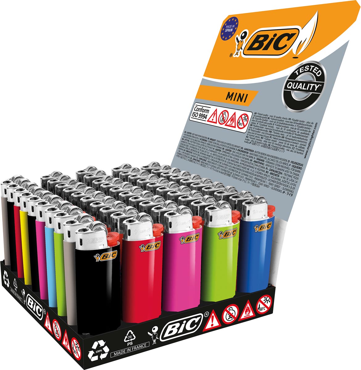 BIC Mini vuursteen aansteker, display van 50 stuks