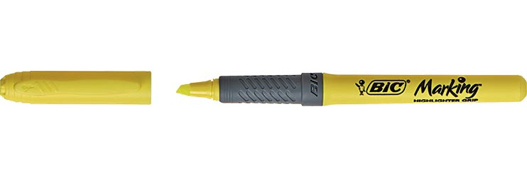 Bic markeerstift Highlighter Grip, geel, doos van 12 stuks