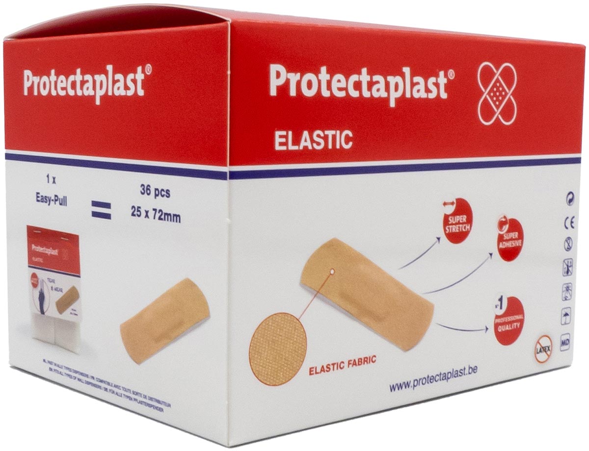 Protectaplast Tear & Wear Elastic Easy-Pull Pleister Huidskleur 25 x 72 mm 5 x 36 stuks
