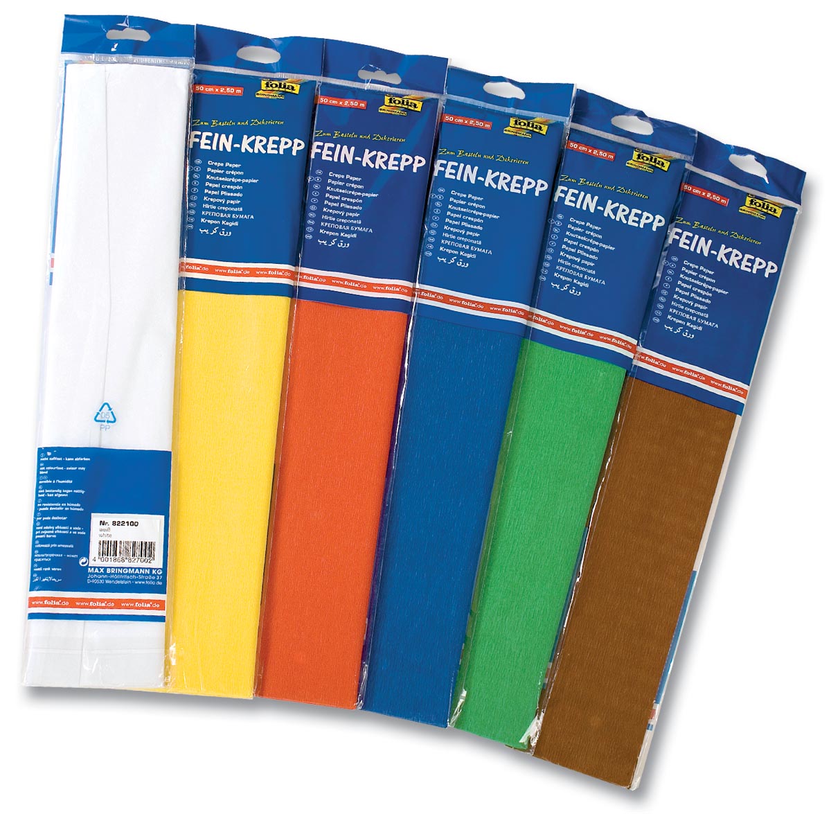 Folia crêpepapier wit 250 x 50 cm 42 gram ecologisch