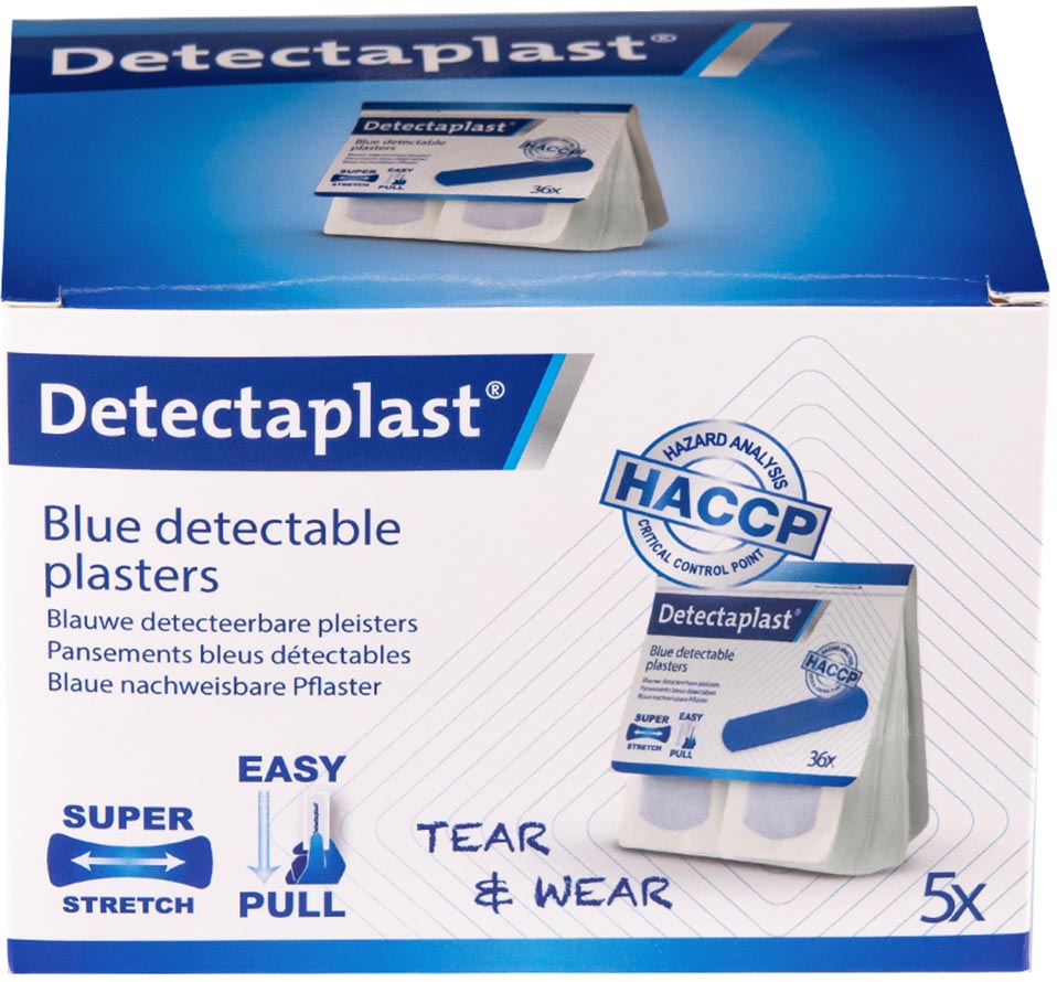 Detectaplast Tear & Wear Elastic Easy-Pull blauw 25 x 72 mm 5 x 36 stuks