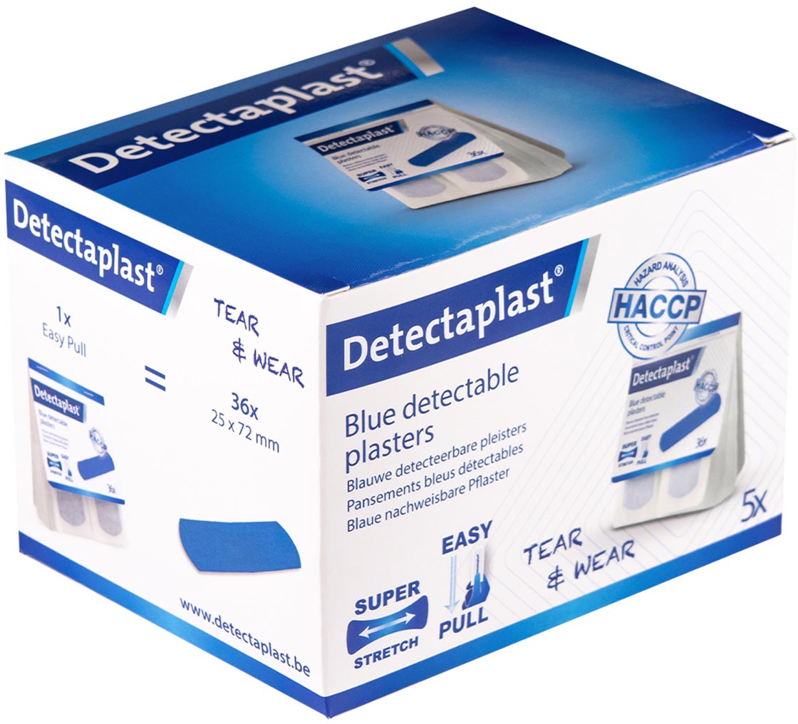 Detectaplast Tear & Wear Elastic Easy-Pull blauw 25 x 72 mm 5 x 36 stuks