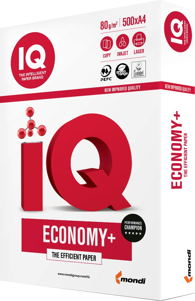 IQ Economy+ Printpapier A3 80 g/m² Wit Gerecycled 500 Vel